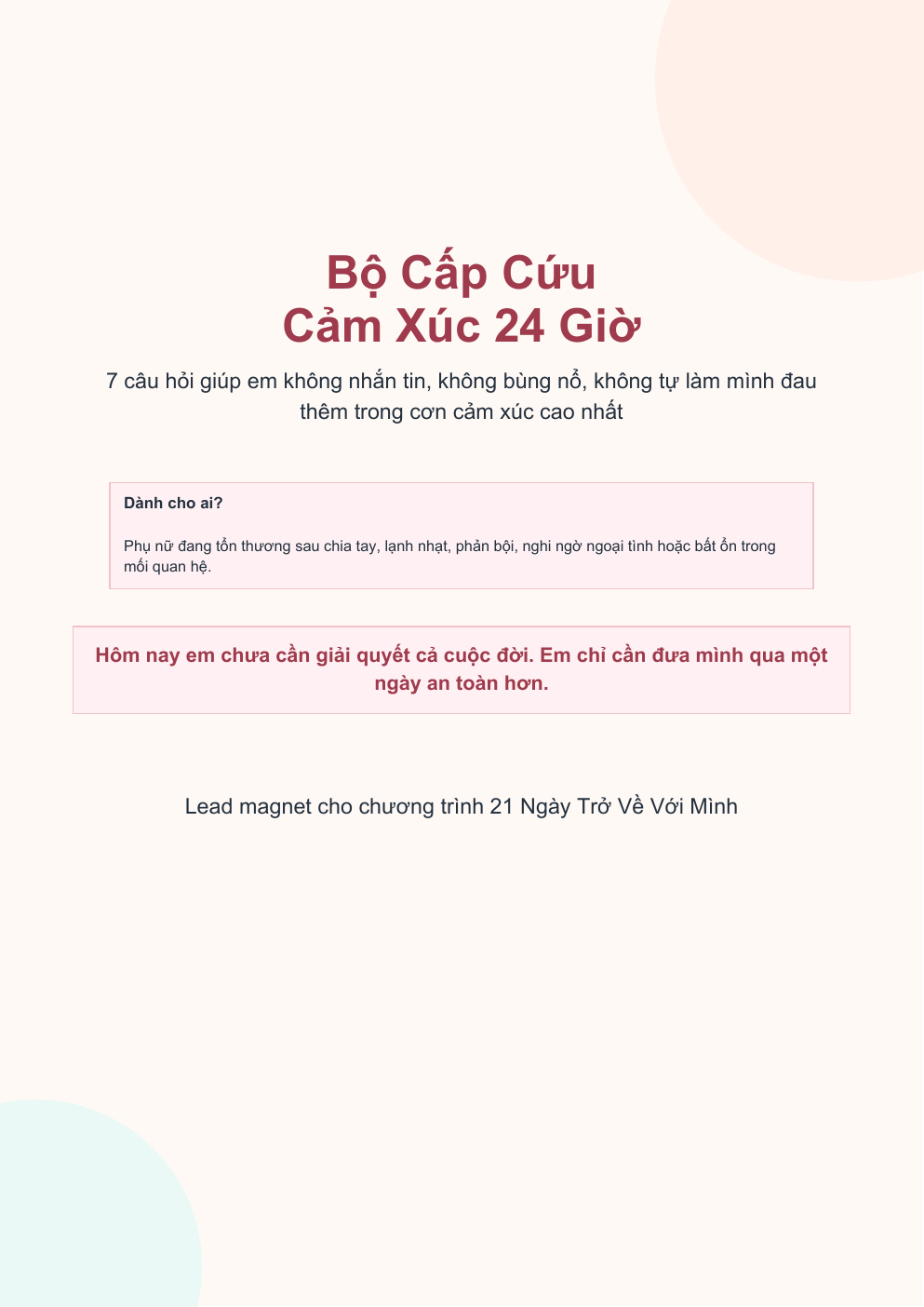 Trang bia Bộ Cấp Cứu Cảm Xúc 24 Giờ